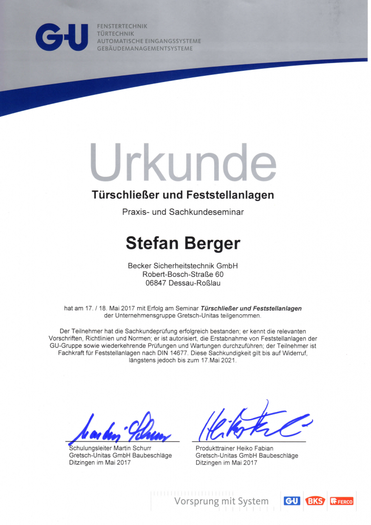 GU_Berger_GU Tuerschliesser und Feststellanlagen