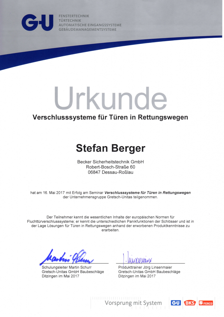 GU_Berger_GU Verschlusssysteme Rettungswege